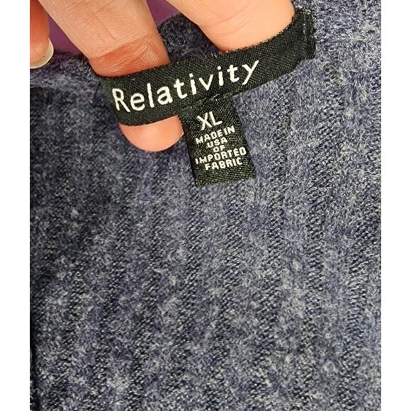 Relativity Women's XL Bell Sleeve Cardigan Blue Soft Knit Flowing Long Ribbed - Picture 6 of 10